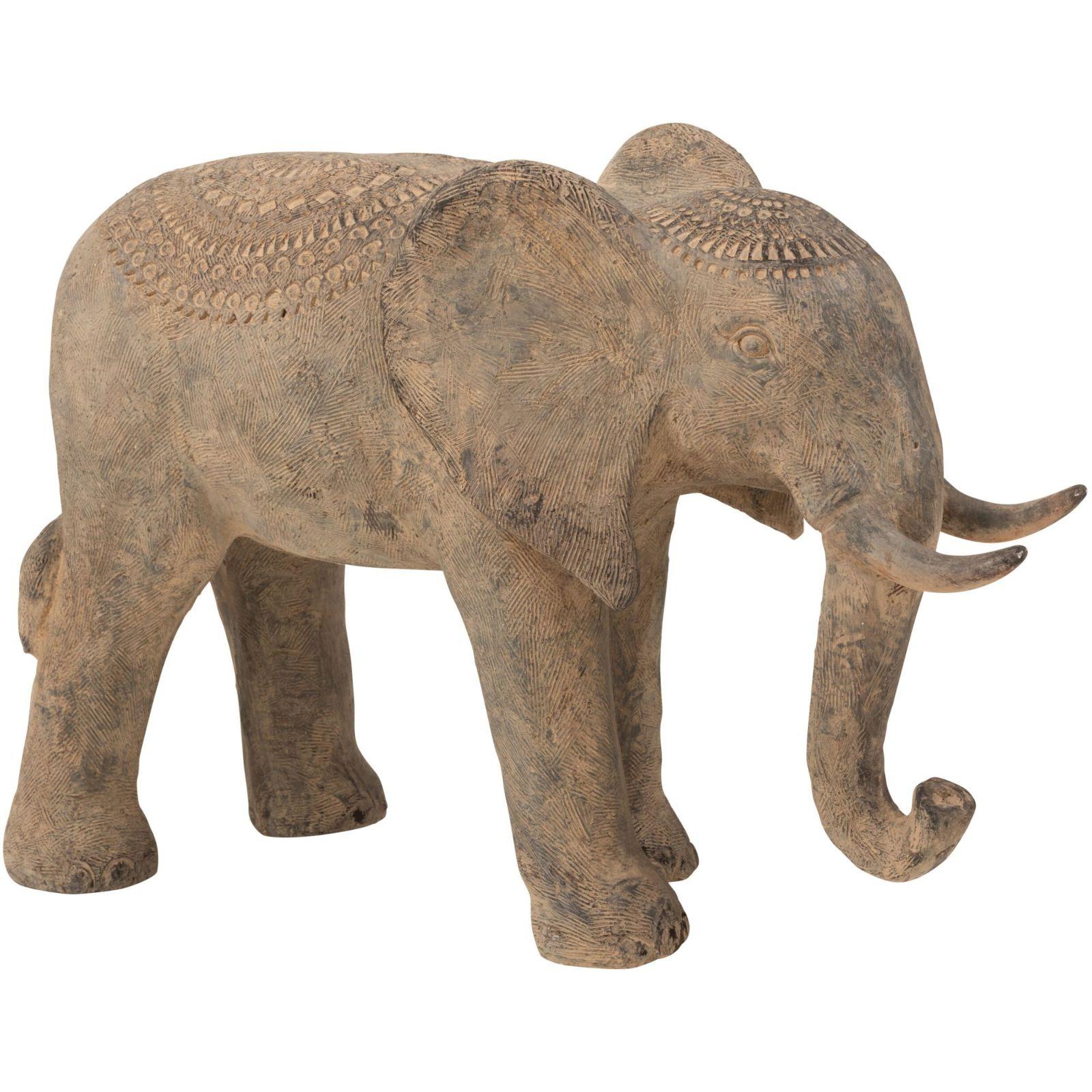 Deko Elefant stehend Ton Beige Unikat