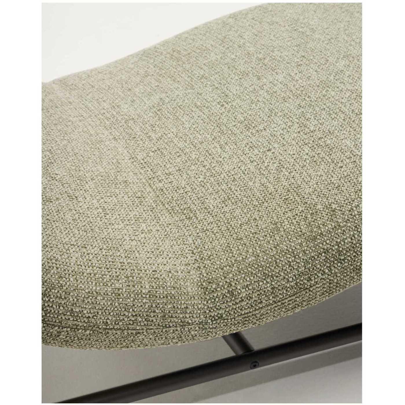 Liege Divan Osla mit grüner Chenille und Beinen aus gebürstetem Edelstahl 175 cm