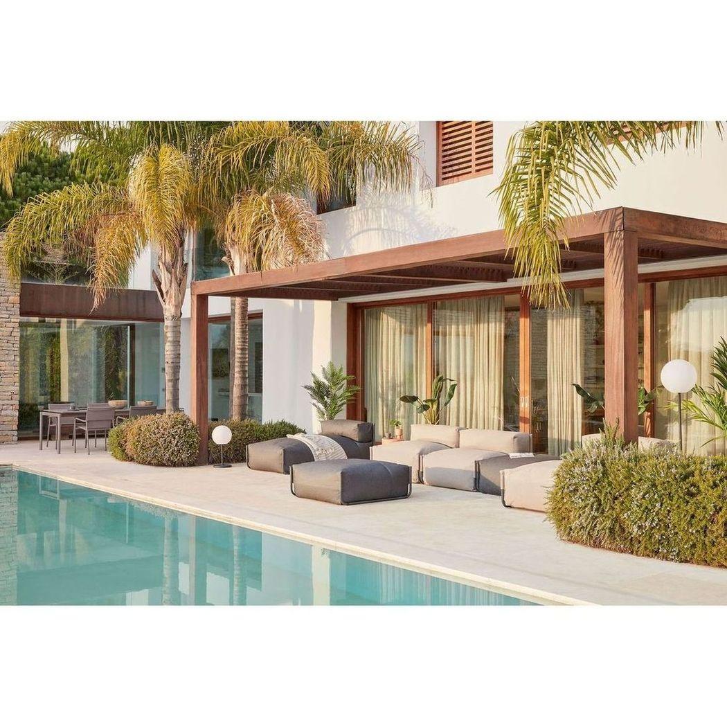 Gartenhocker Outdoor Square dunkelgrau 101x101