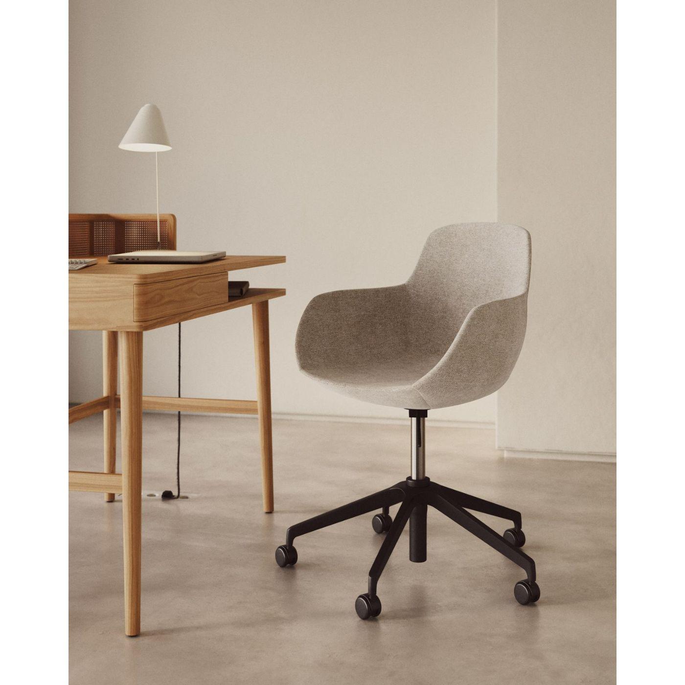 Bürodrehstuhl Tissiana Kunstleder braun Aluminium schwarz matt