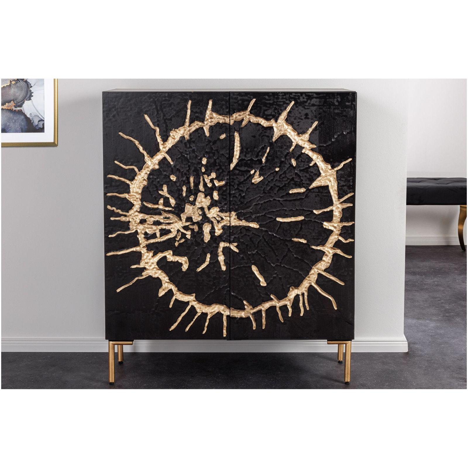 Highboard Hochkommode Sun Explore Mangoholz schwarz gold 100x120