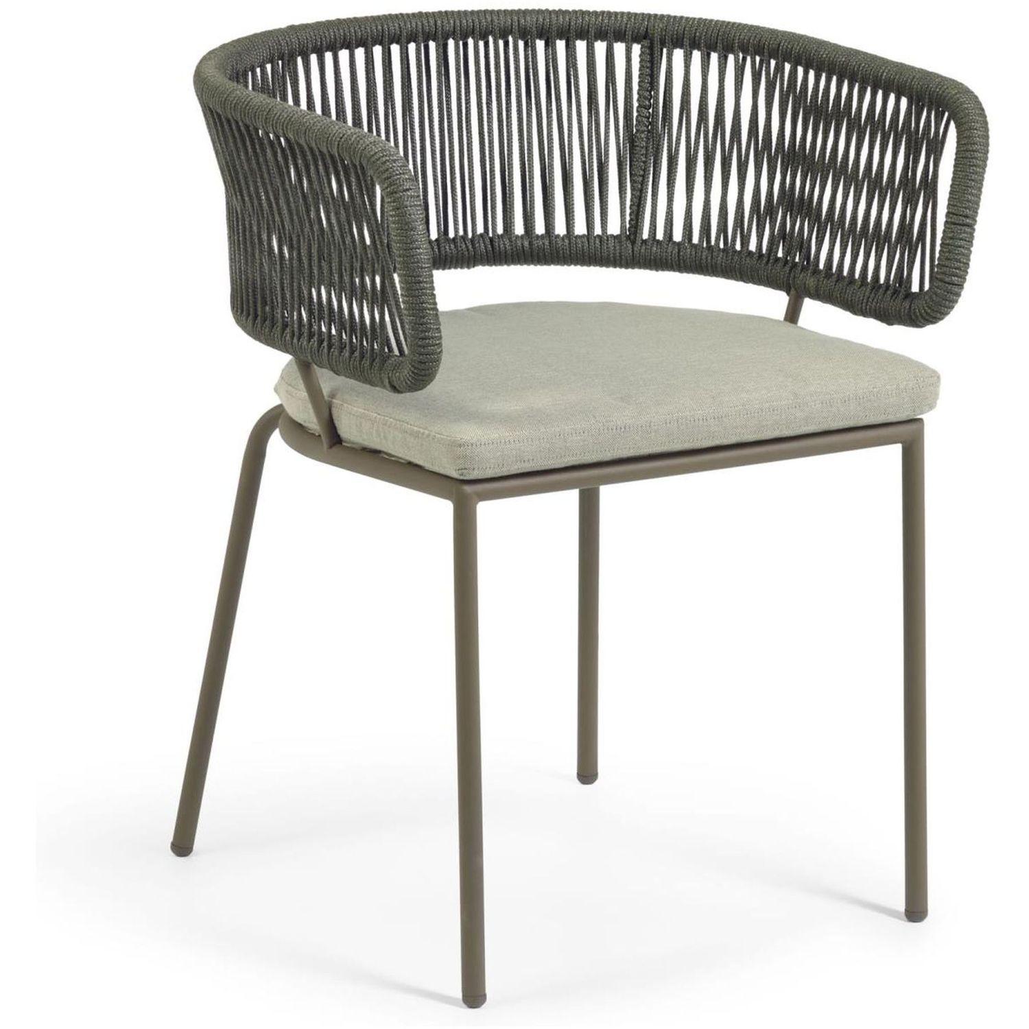 AUSSTELLUNGSSTÜCK Gartenstuhl mit Armlehne Aluminium Seil grün