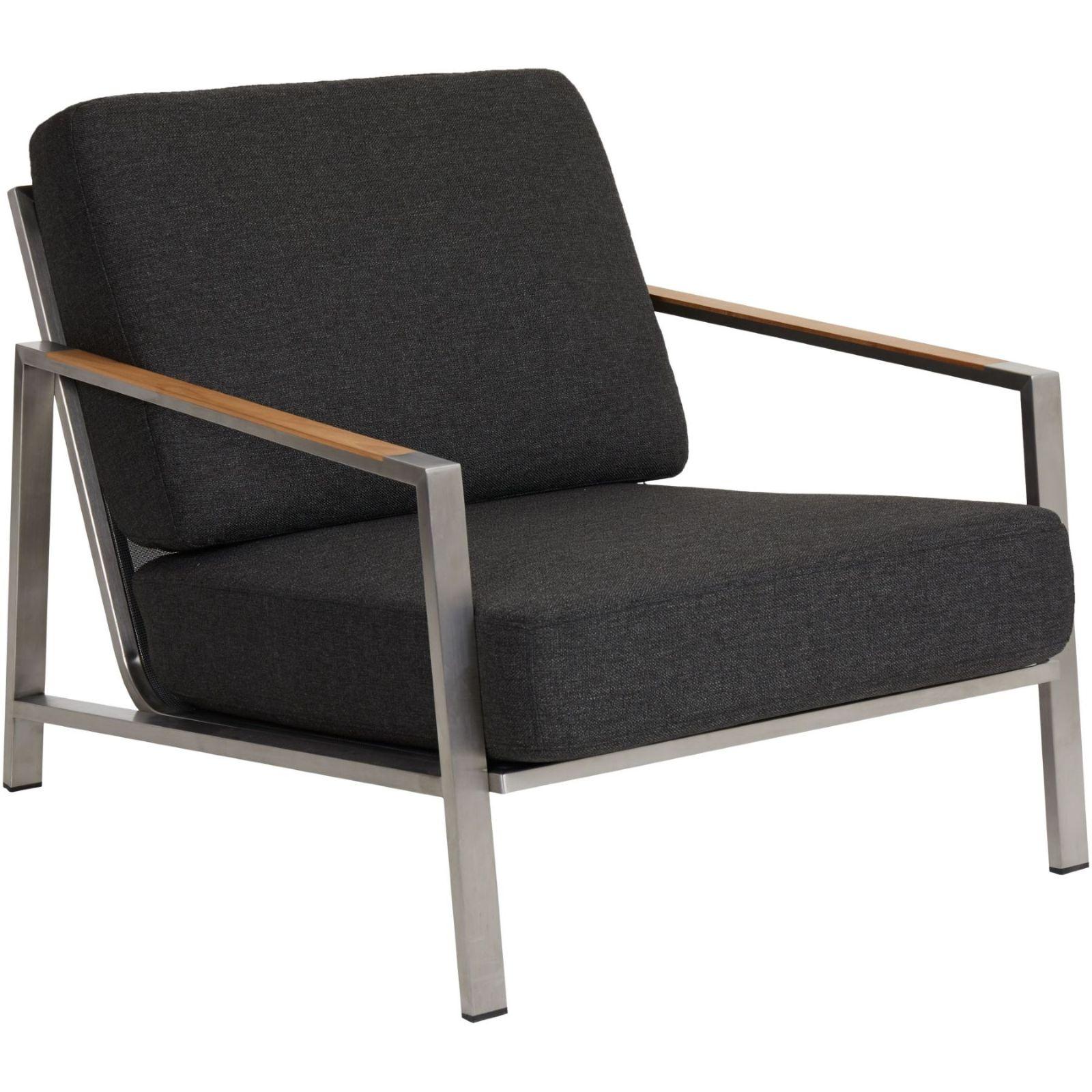 Gartenlounge Bellevue Edelstahl Teak Kissen anthrazit (4-teilig)
