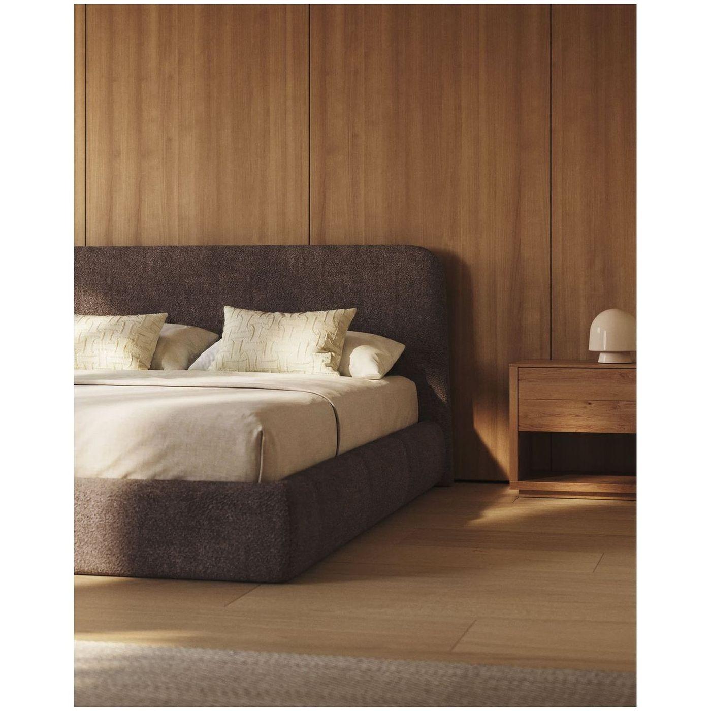 Abziehbares Bett Martina mit braunem Lammfellimitat Bouclé - Grösse: 160x200