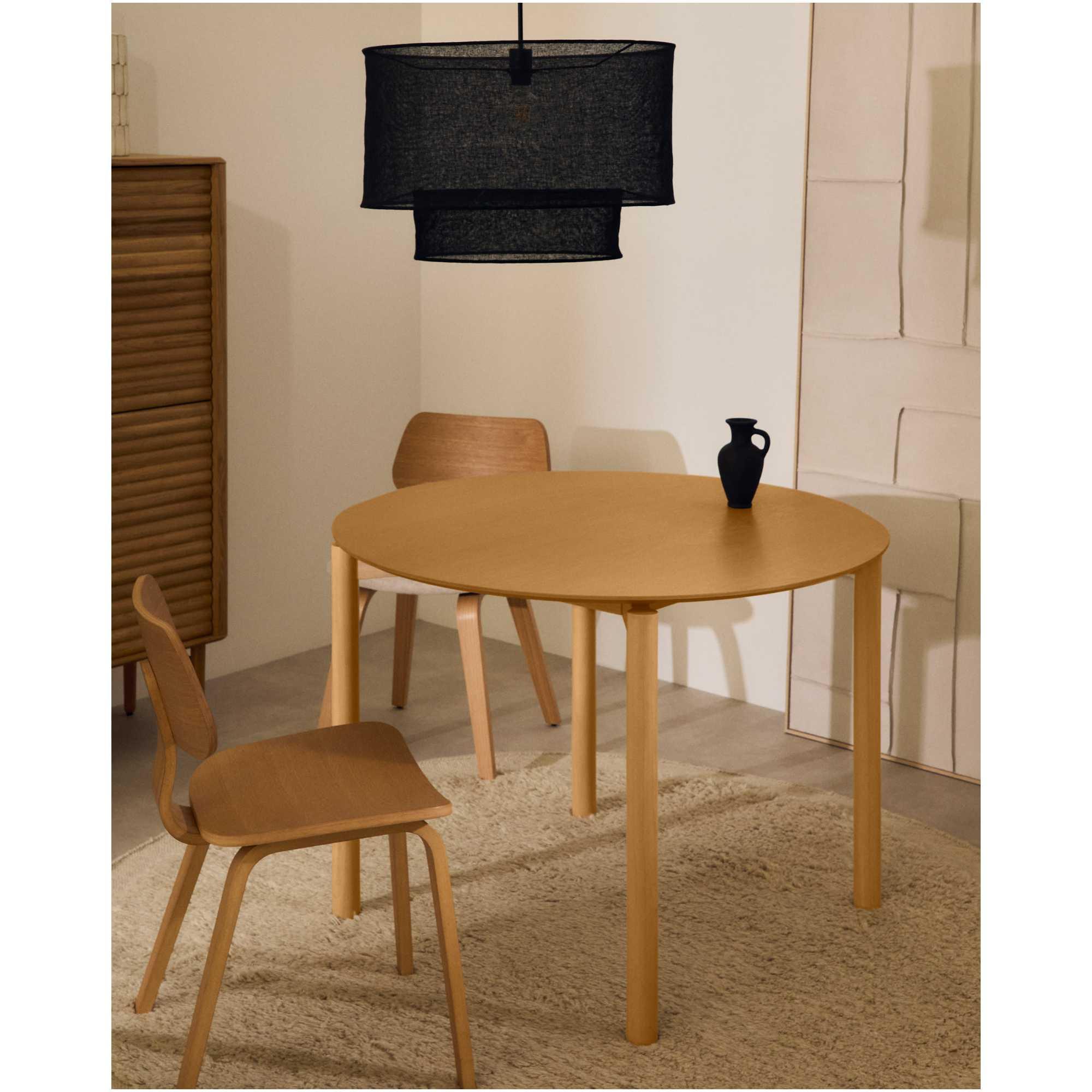 Esstisch Holztisch rund Indara Eschenholzfurnier und Kautschukholz natur 110x110
