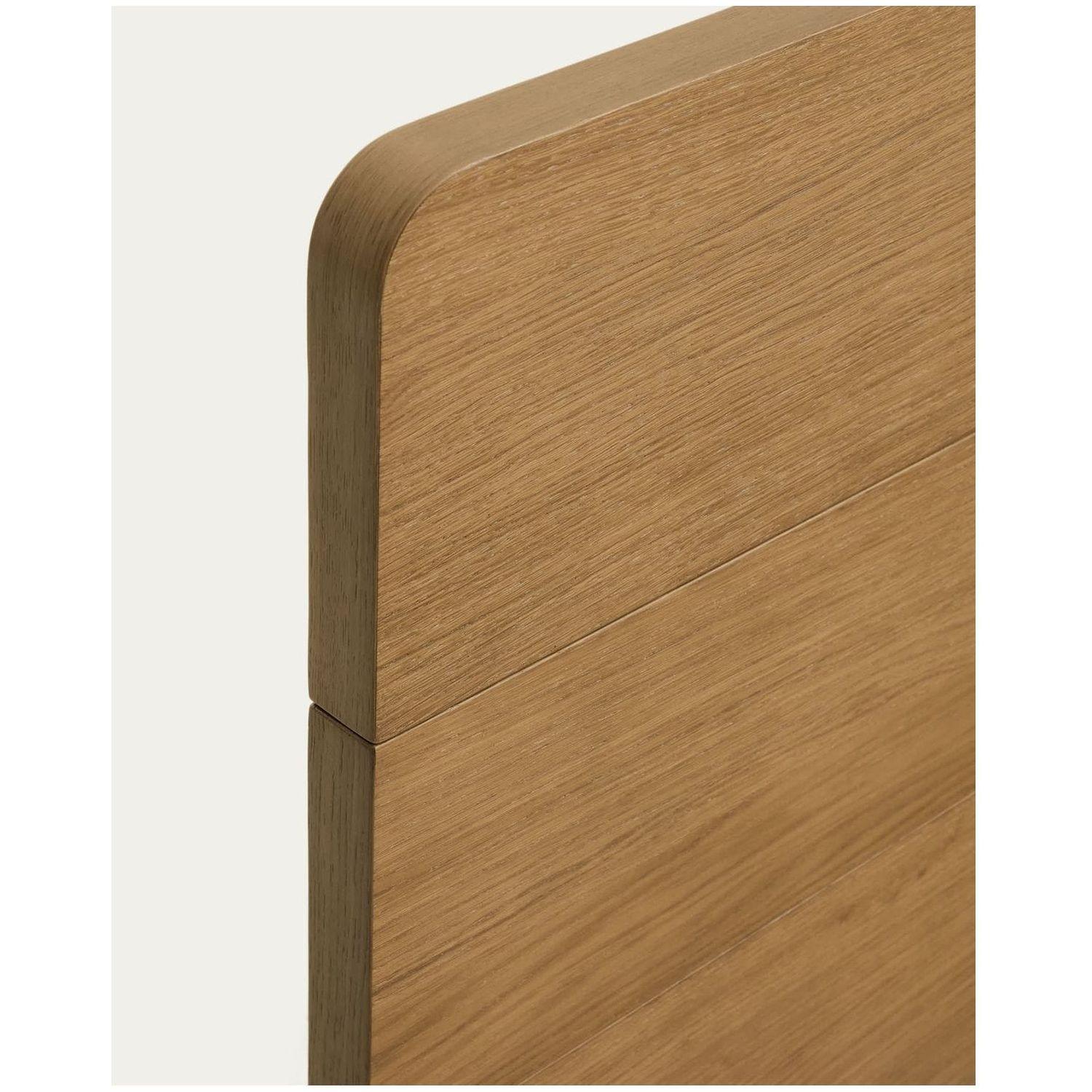 Bett Arelida aus Furnier und massivem Eichenholz mit hellbraunem Finish - Grösse: 160x200