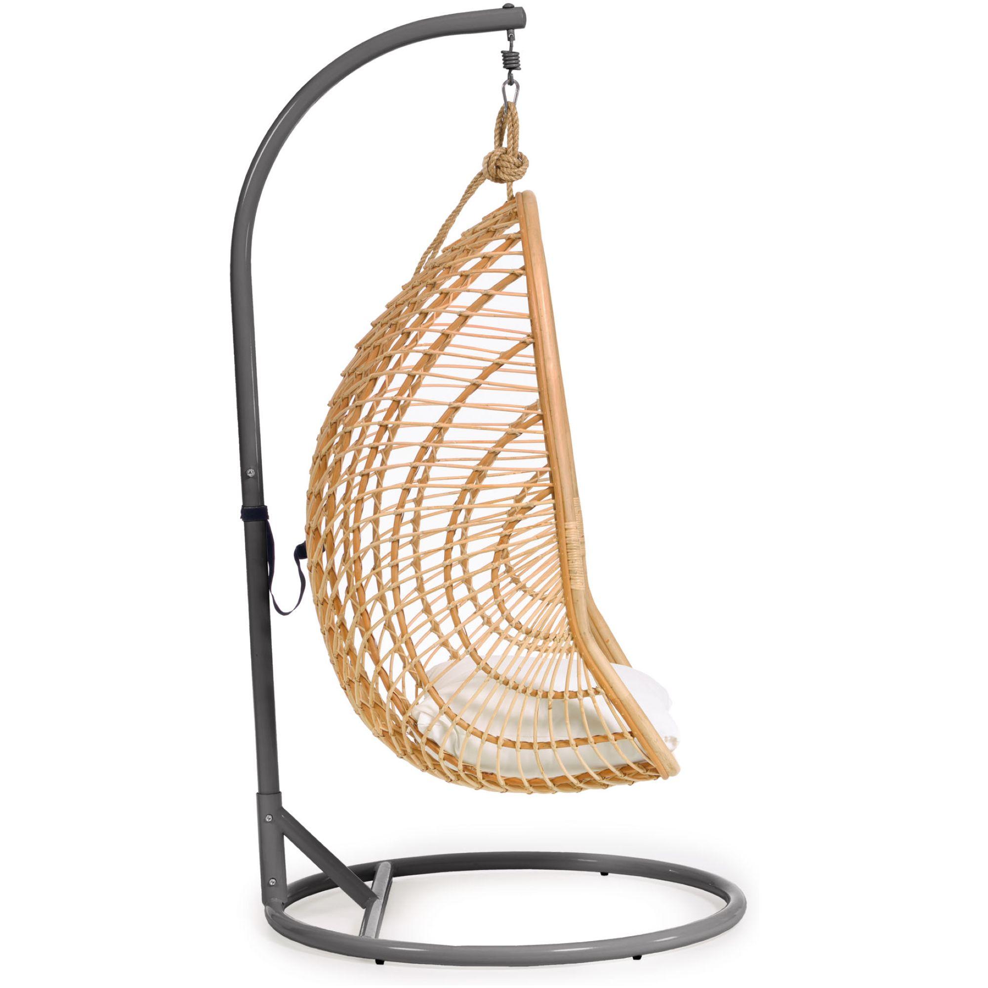 Hängesessel Natur Rattan Bali Fuss dunkelgrau