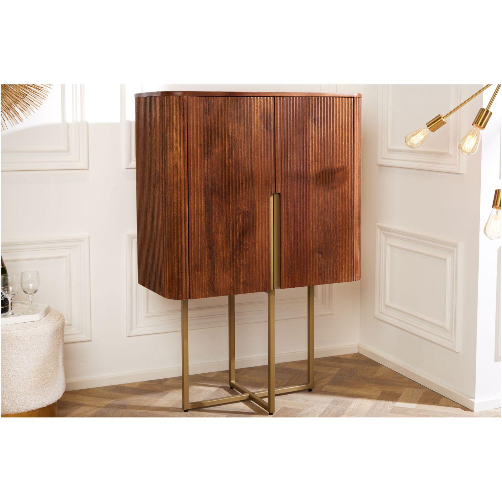 Hochkommode abgerundet Cazeno Gold Mangoholz braun 80x125