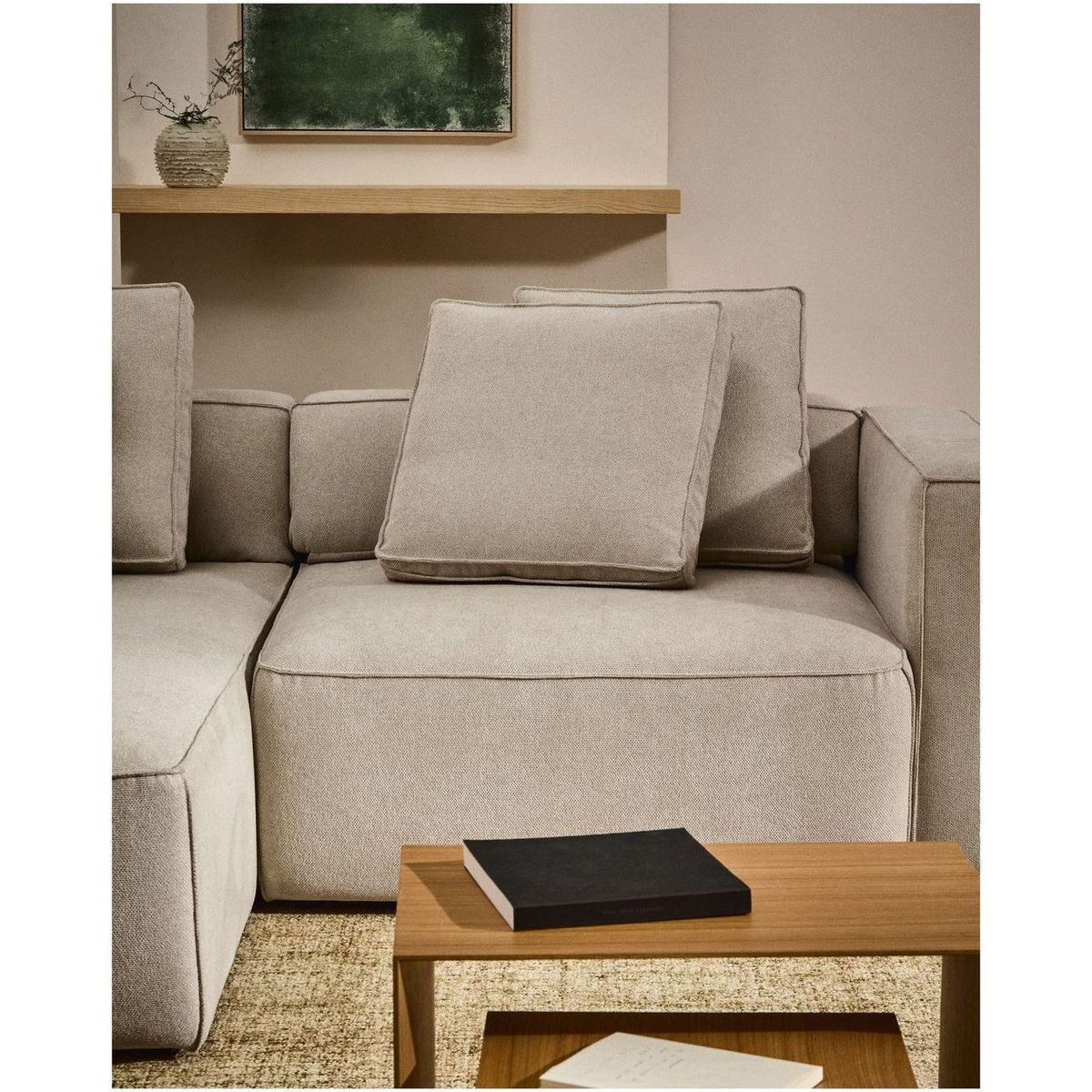 3-Sitzer Ecksofa Bettsofa Marela mit Chaiselongue links in beiger Chenille 236 cm FSC Mix Credit