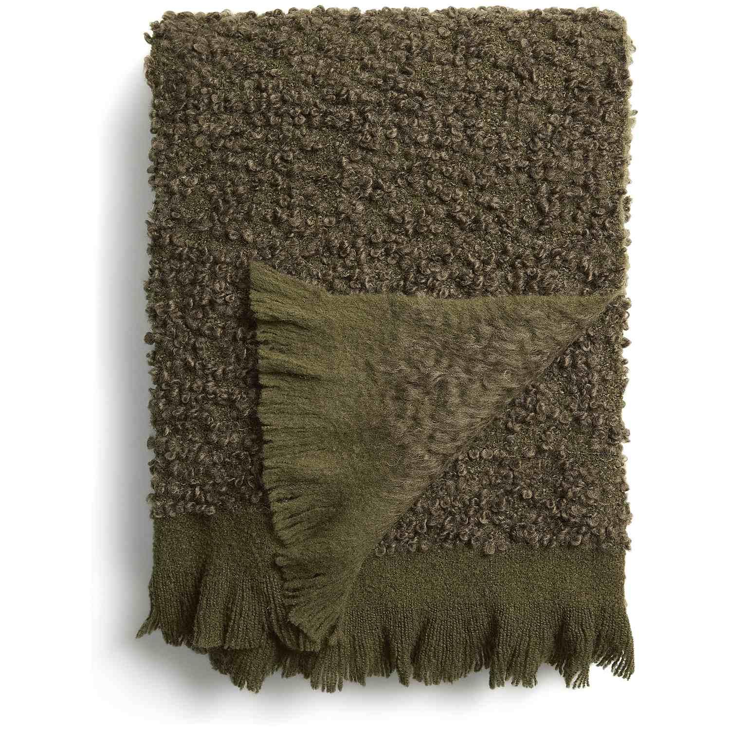 Decke Nemora aus Wollmischgewebe grün 130x170
