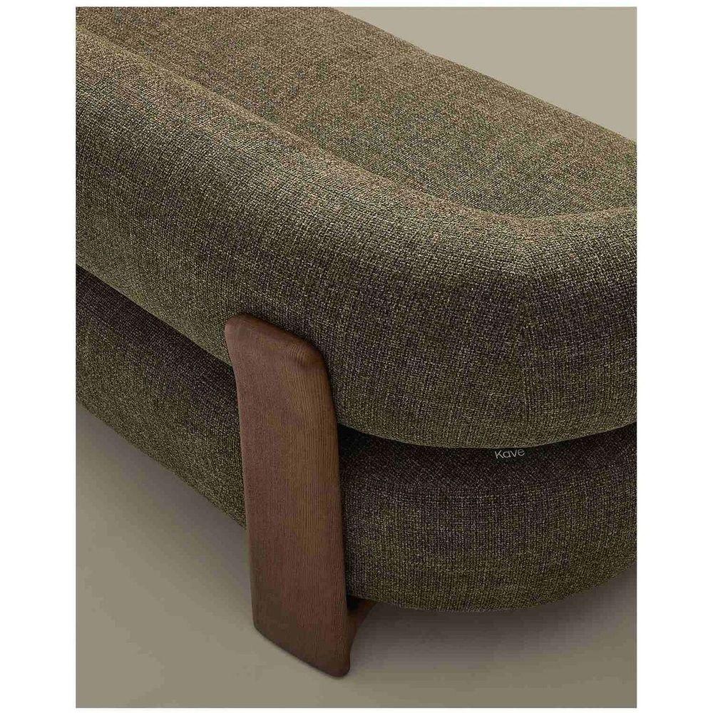 2-Sitzer Sofa Granite mit grüner Chenille und Beinen aus massivem Eschenholz mit Nussbaumfinish 155 FSC 100 %