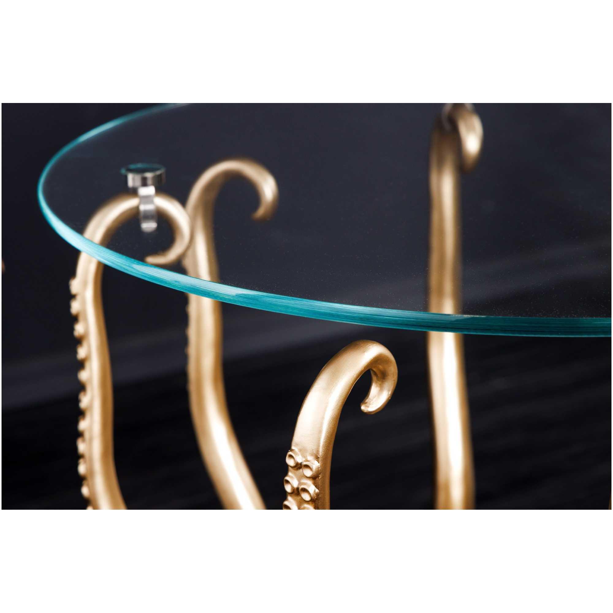 Beistelltisch mit Lampe Oktopus Metall gold Glas
