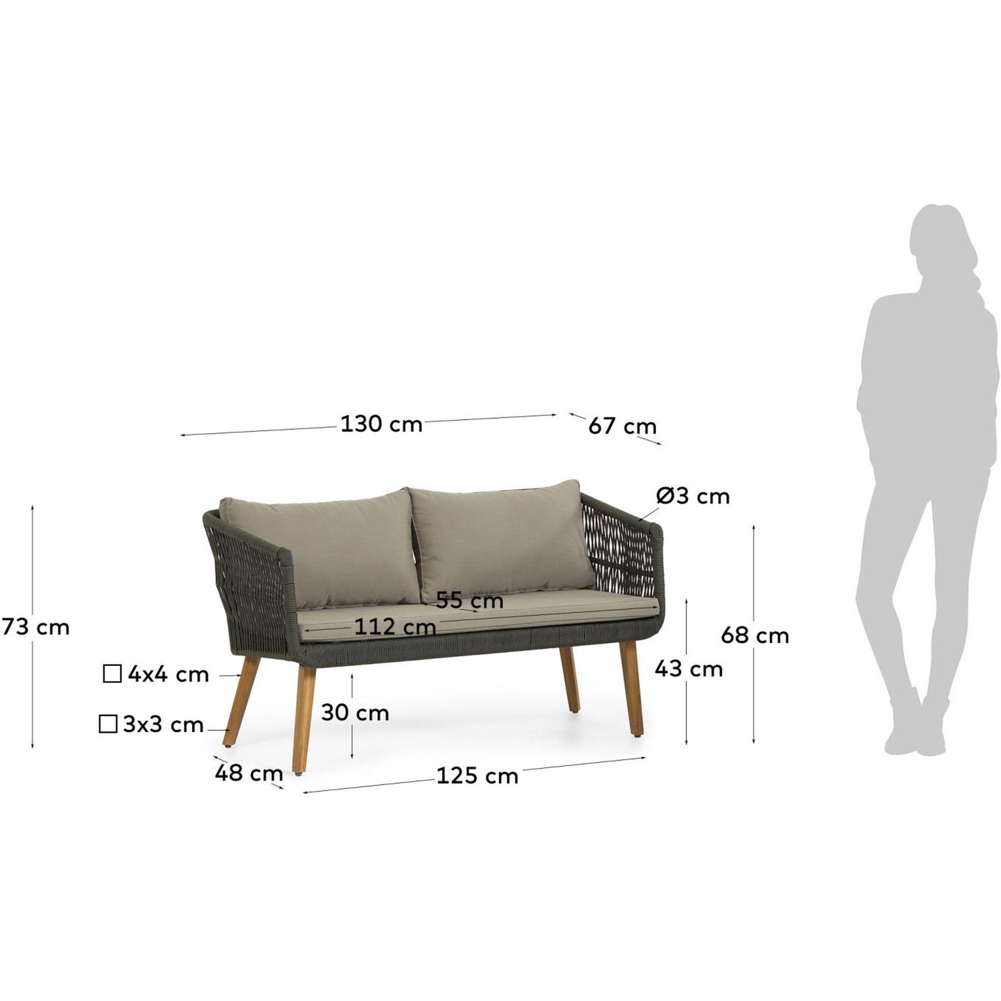 Gartenlounge Set Pestoni Akazienholz Seil (3-teilig)