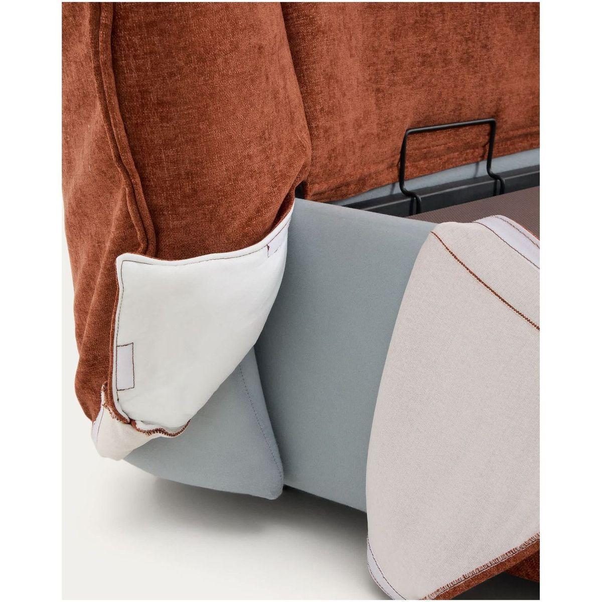 Abziehbares Polsterbett Arvian Chenille Stoff terrakotta mit Klappbettkasten - Grösse: 180x200