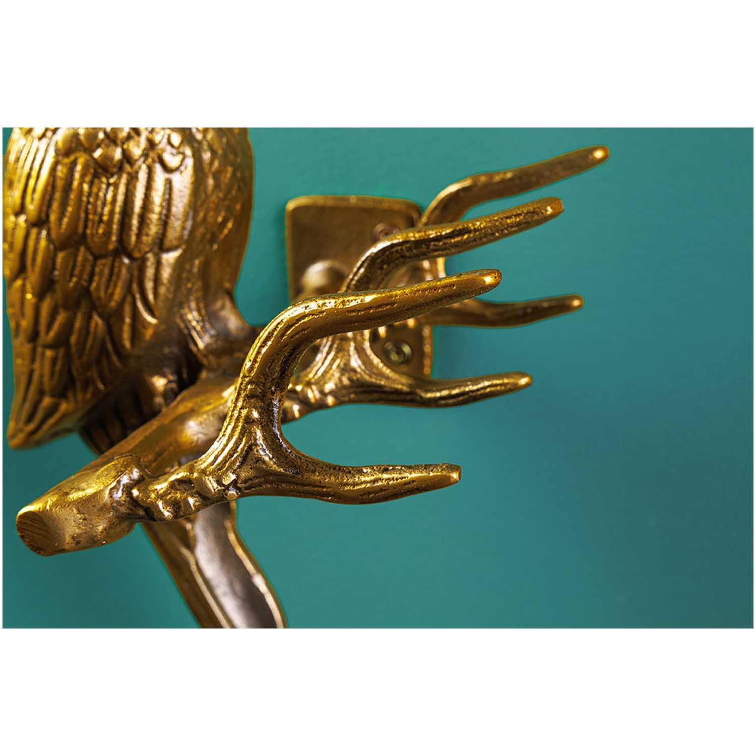 Wandgarderobe mit Ablage Vögel Hammerschlag-Effekt Antikgold (2er-Set)