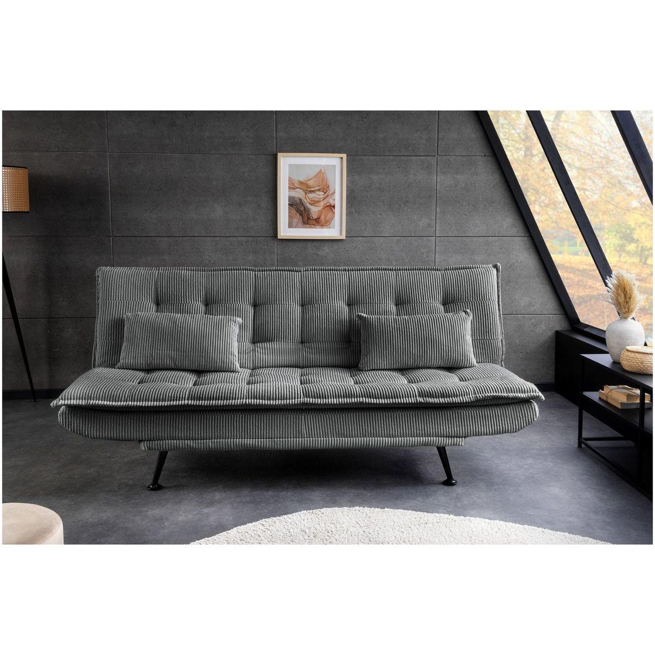 Bettsofa Montreux Cord Stoff grau 190