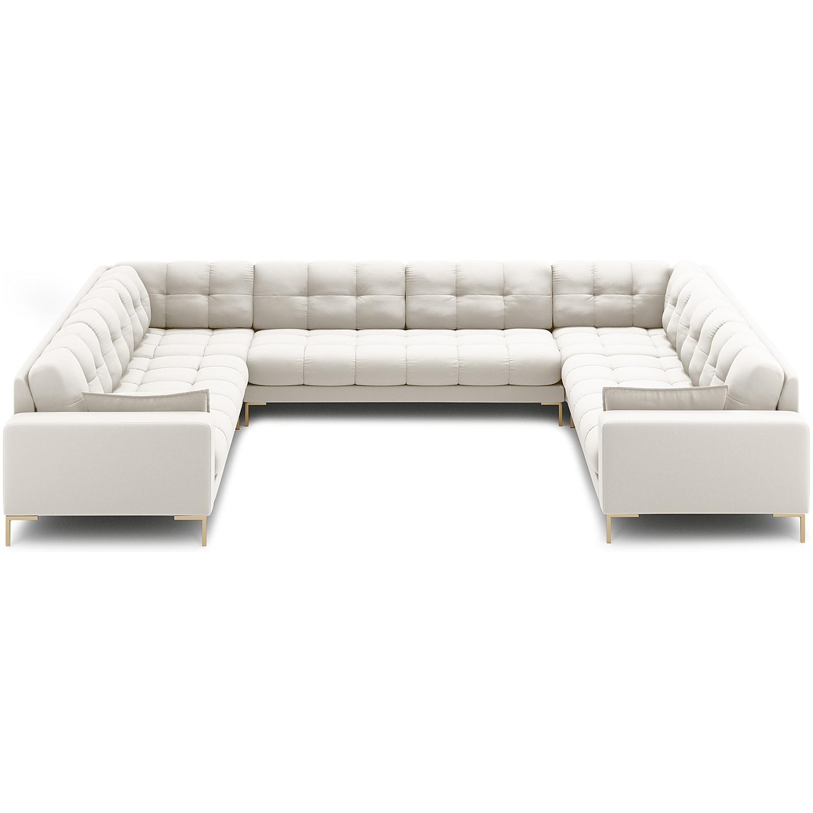 Wohnlandschaft U-Sofa Mamaia 337x256x75 Füsse gold - Bezug: Structured Fabric (Neve), Light Beige