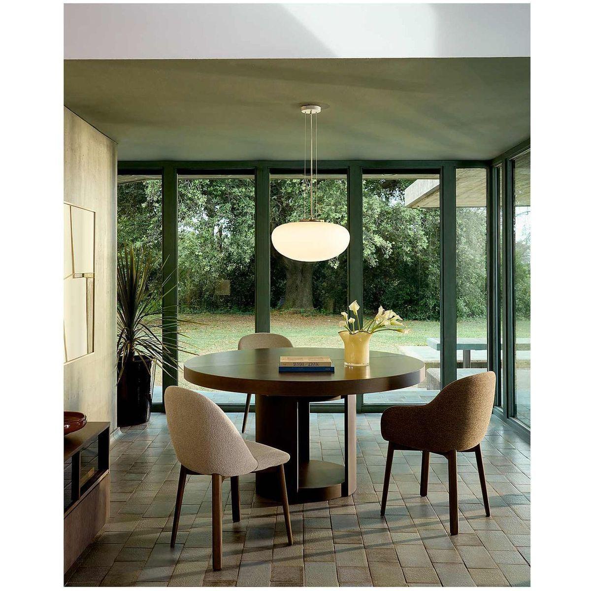 Esstisch Ausziehtisch rund Artis Massivholz und Eichenfurnier Walnuss-Finish 100% FSC - Grösse: 120-170x120