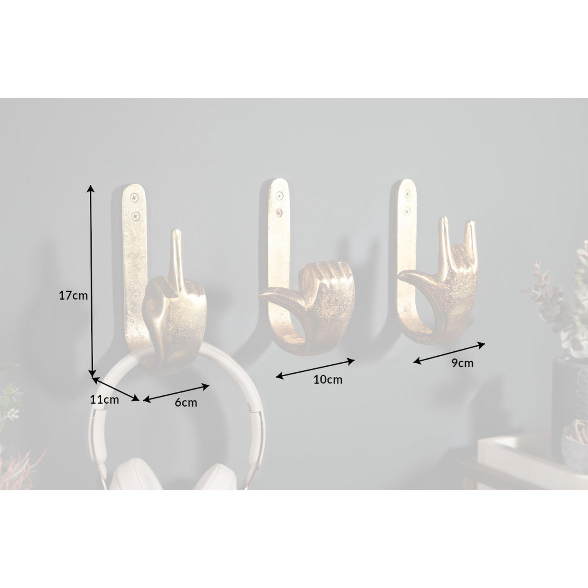 Kleiderhaken Hands Metall gold (3er-Set)
