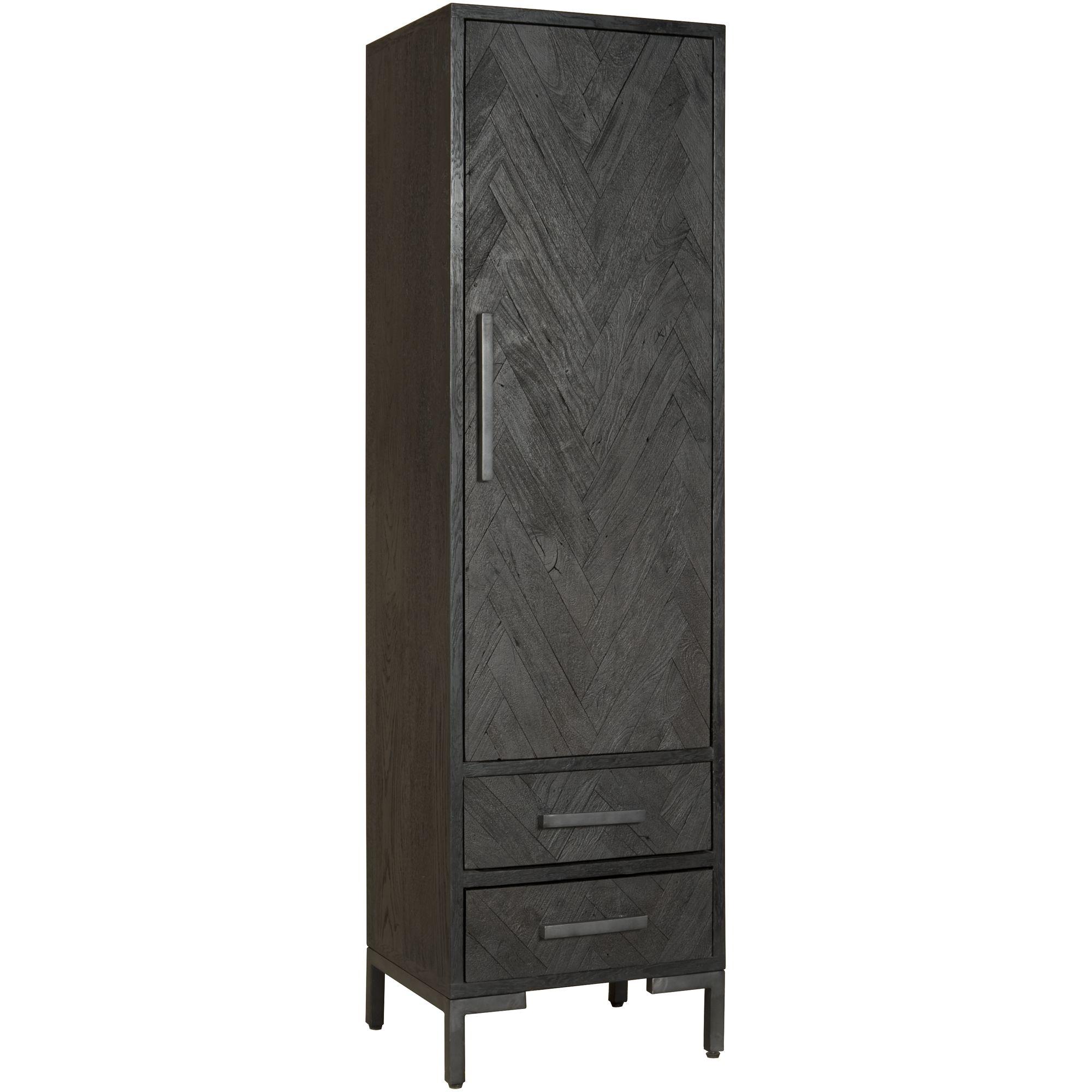 Schrank Gaju Fishbone recycelte Althölzer schwarz 55x190 (links)