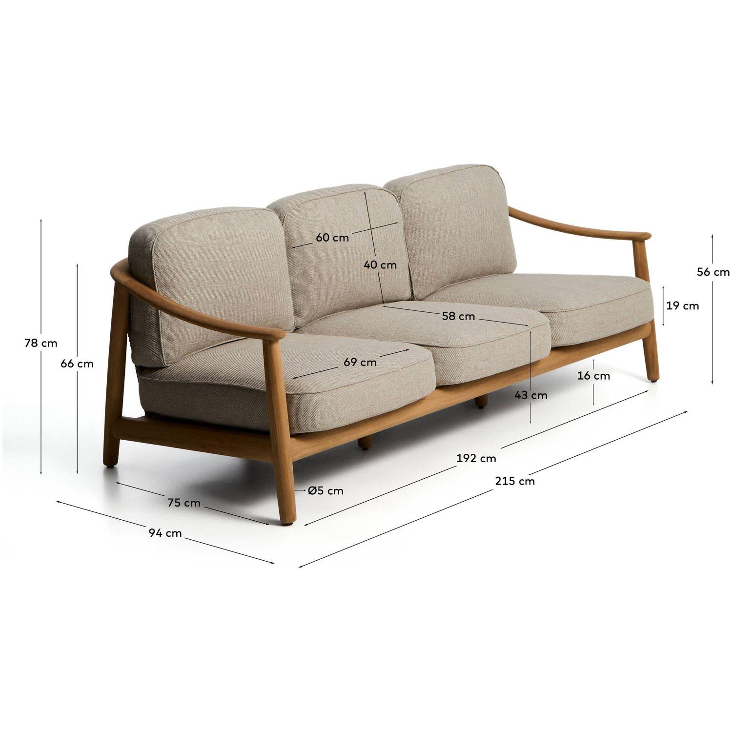 Gartensofa 3-Sitzer Outdoor Elunda Teakholz massiv 215 FSC 100%