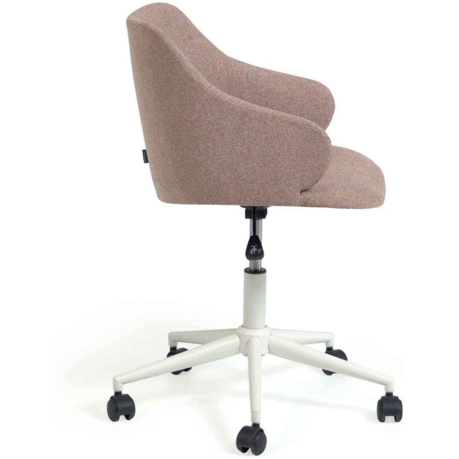 Bürodrehstuhl Einara Chenille Stoff rosa