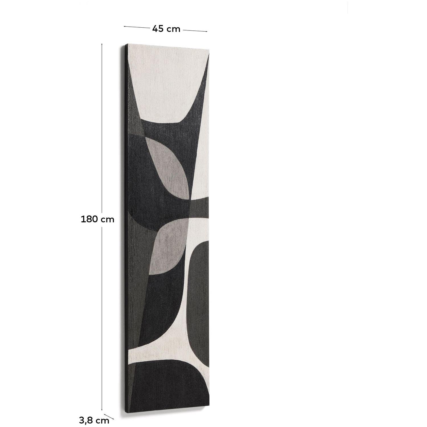 Abstraktes Bild Onure in Schwarz und Weiss 45x180