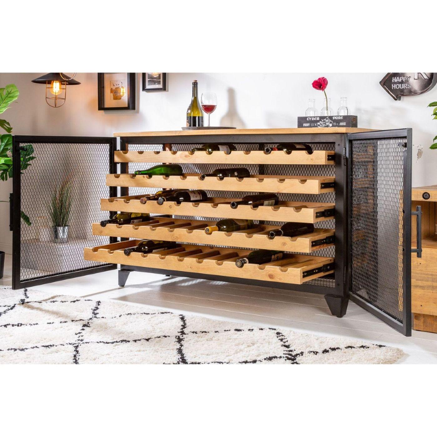 Weinschrank Winery 127cm Pinienholz natur