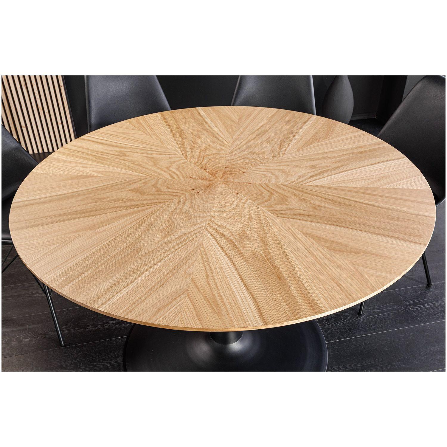 Esstisch Barcelona Studio Eichenholzfurnier natur Säulenfuss Metall schwarz 120x120