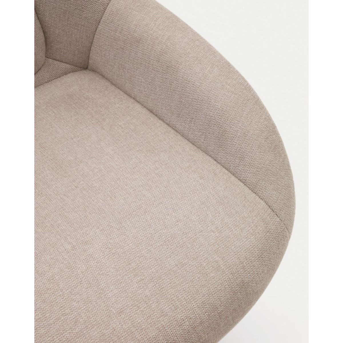 Relaxsessel drehbar Chenille Stoff beige Stahl schwarz