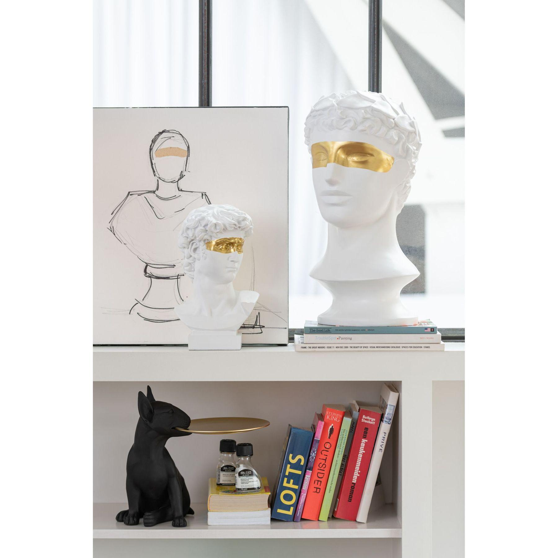 Büste David Poly Weiss Gold H29