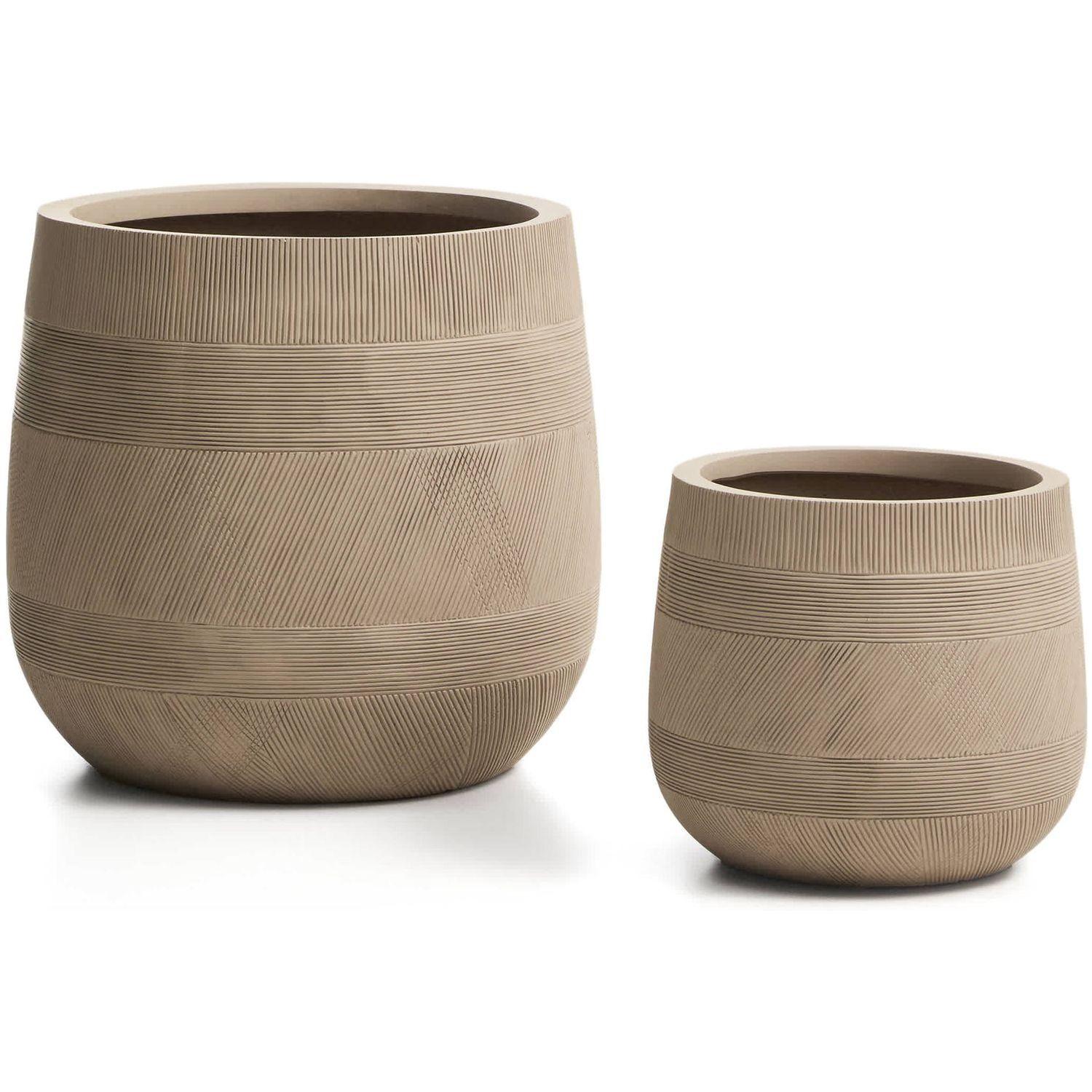 Blumentopf rund Tival II Zementoptik beige (2er-Set)