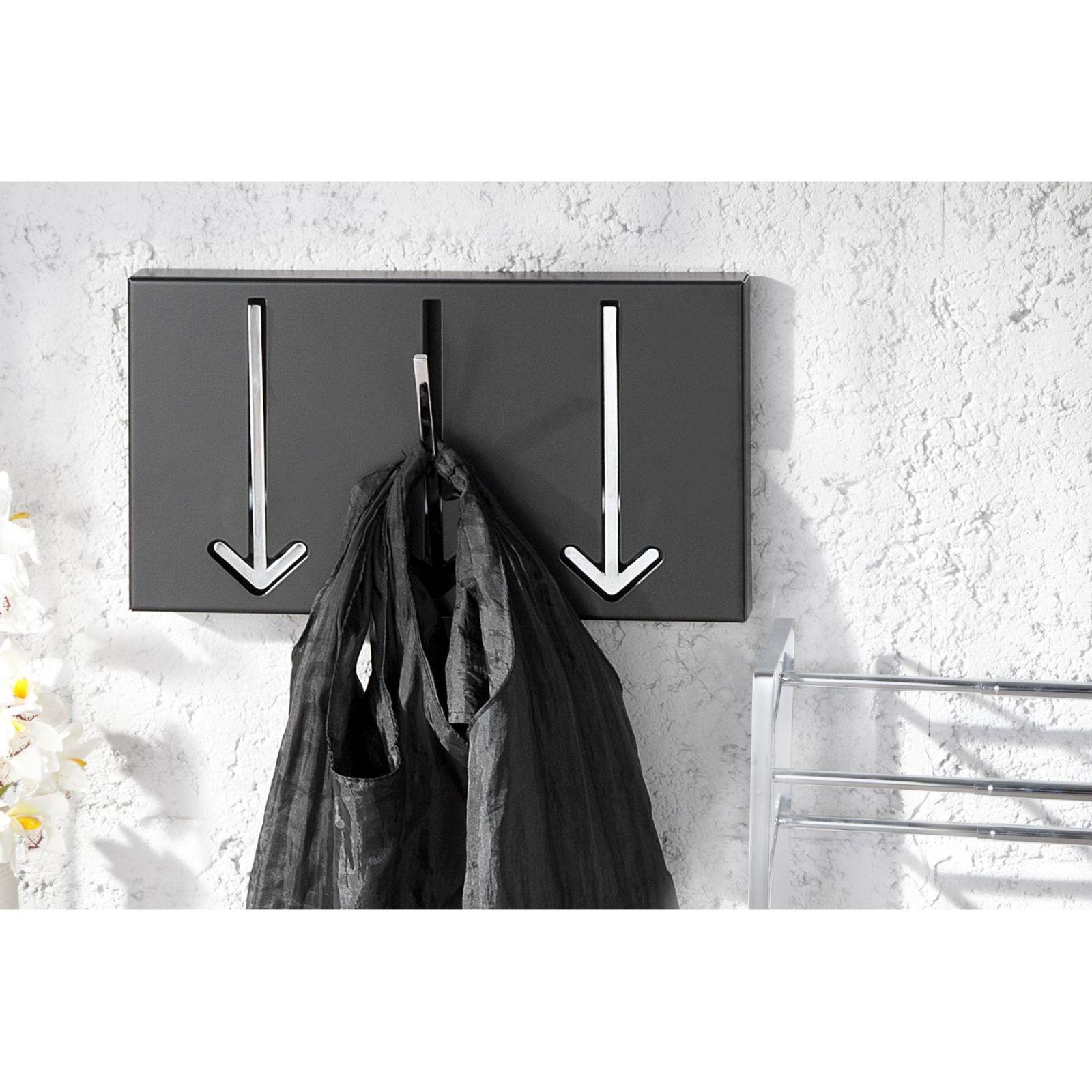 Wandgarderobe Pfeil 3er schwarz