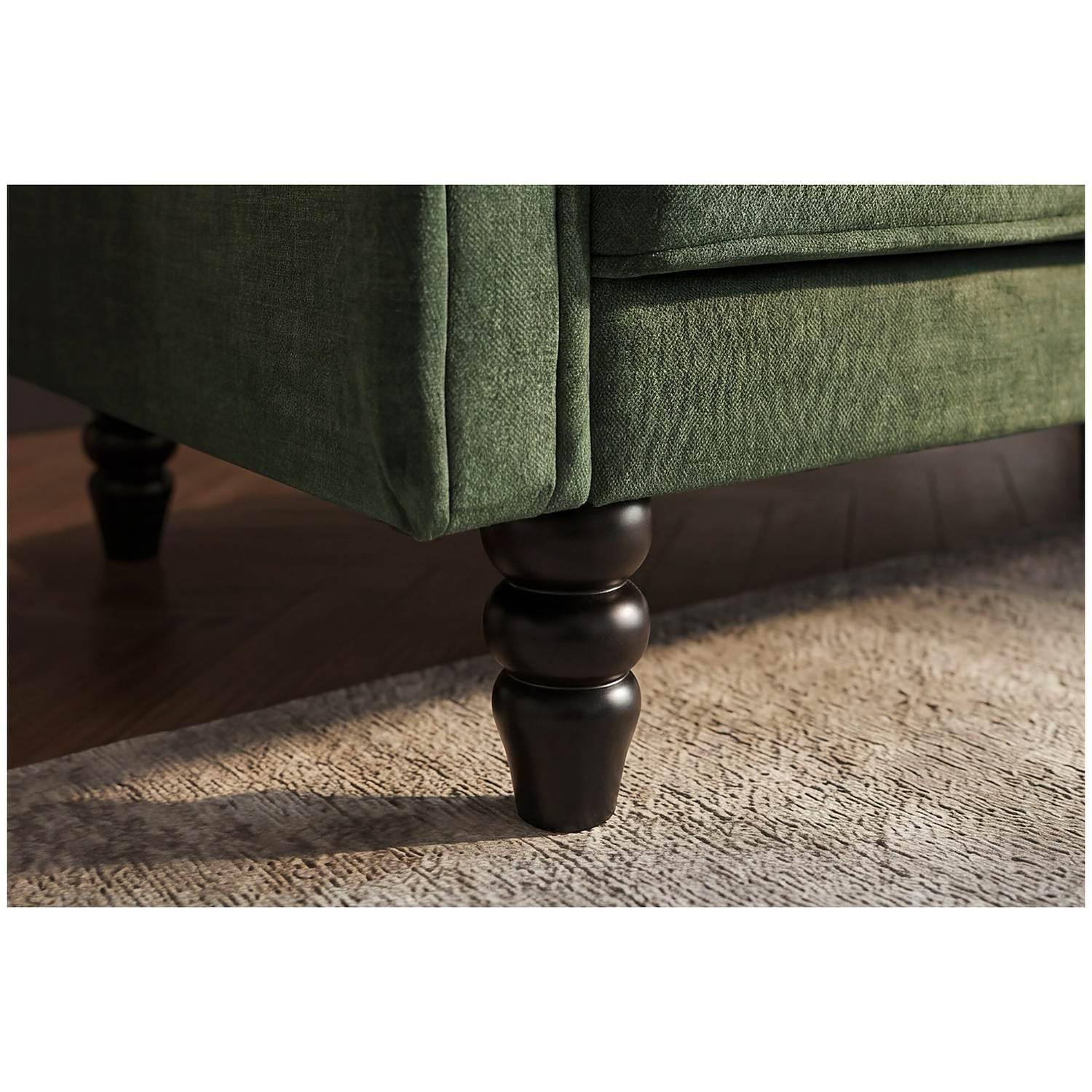 Bettsofa Chesterfield Landhaus Velvet Stoff grün 220