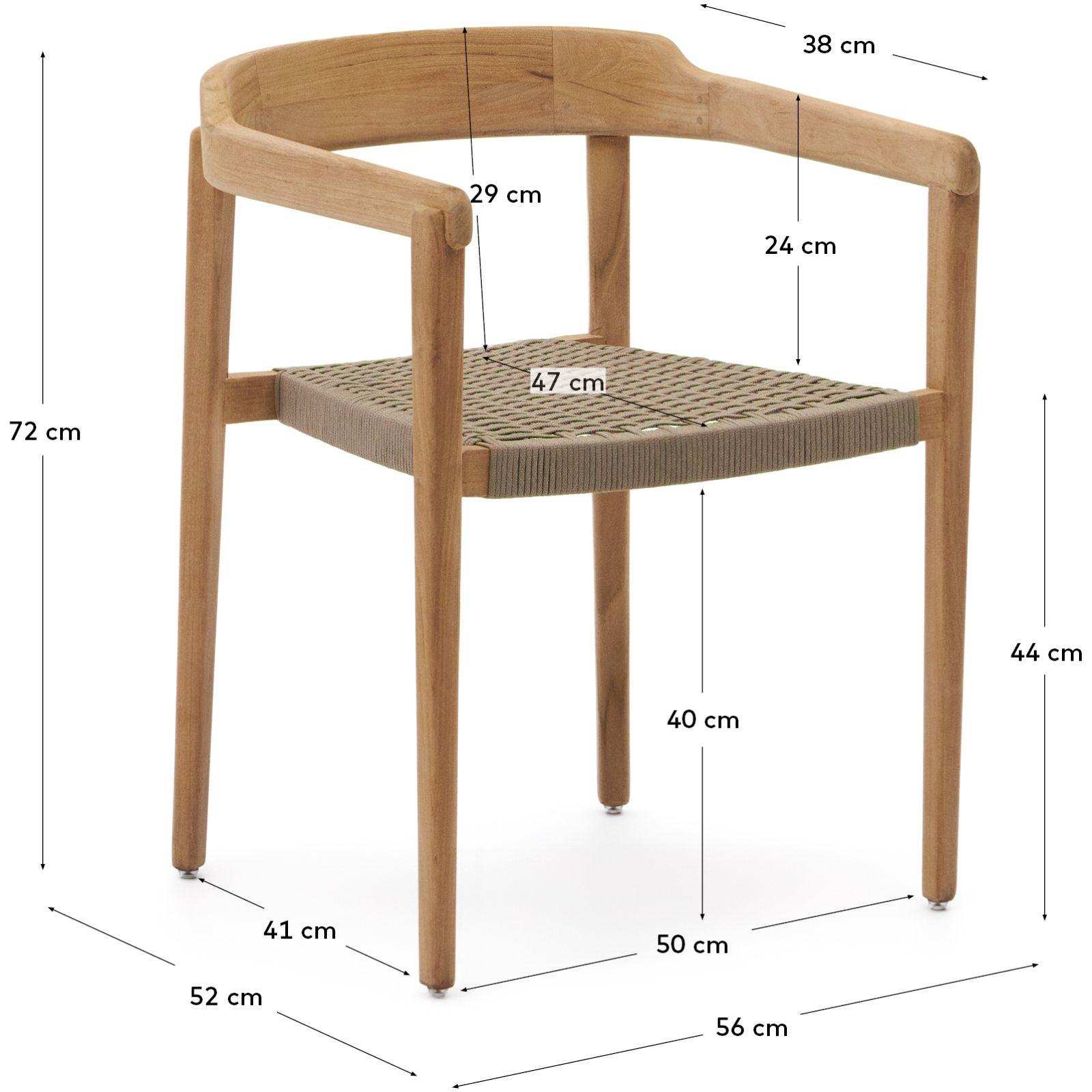 Garten Holzstuhl Icaro stapelbar massives Teakholz Natur Seil 100% FSC