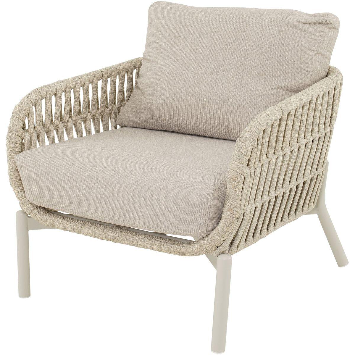 Garten Loungesessel Philip Aluminium Seil beige
