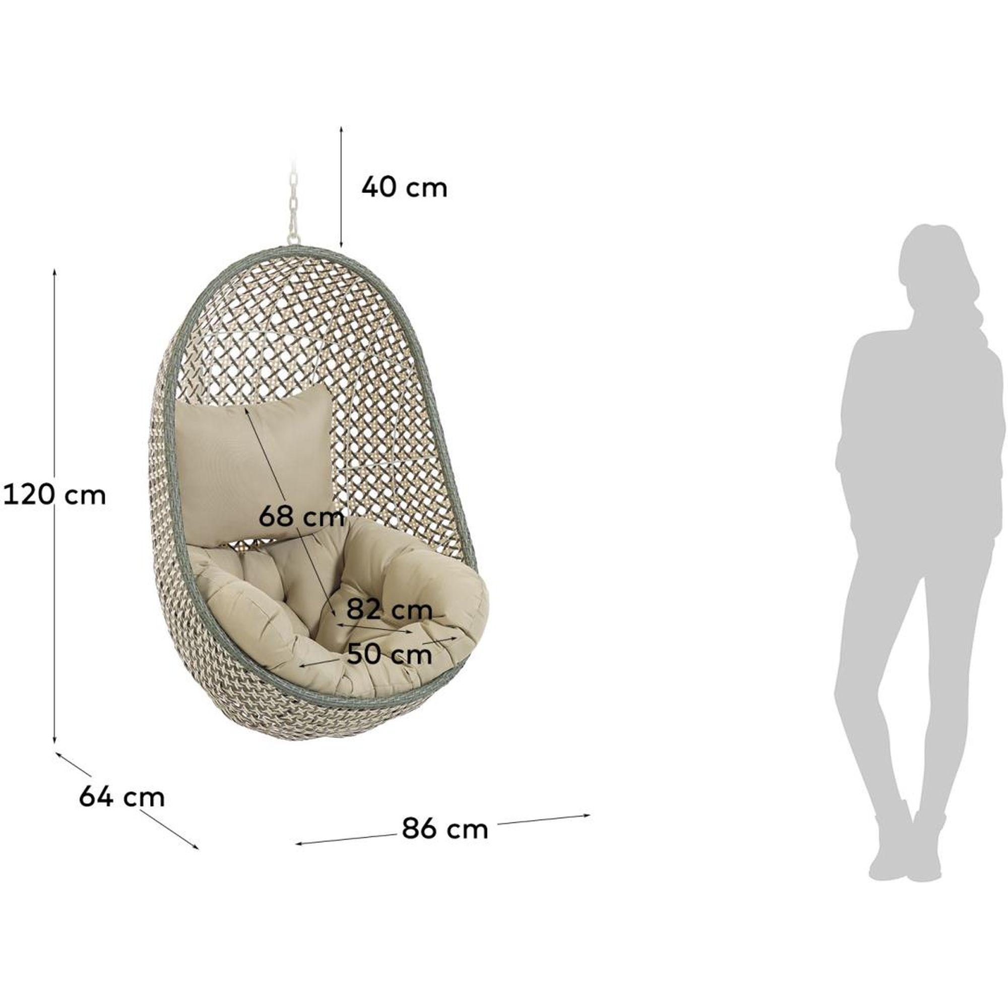 Garten Hängesessel Ciara Poly Rattan grün beige
