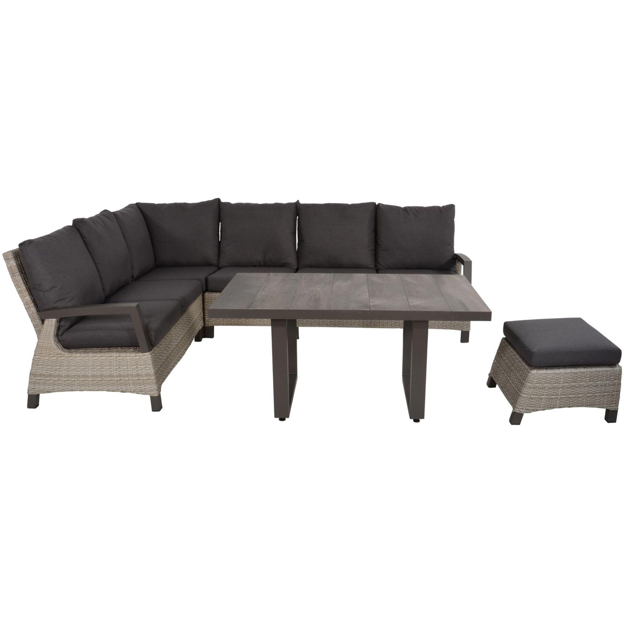 Poly Rattan Gartenlounge Hocker Parma taupe