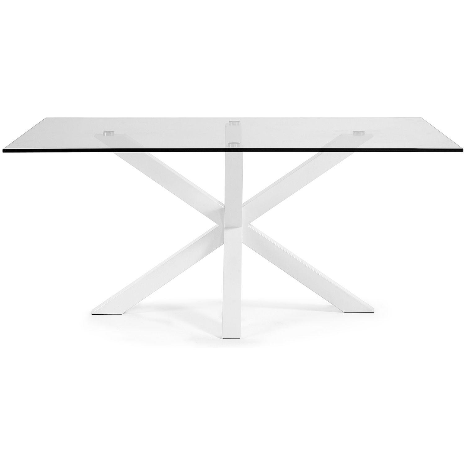 Argo Tisch aus Glas und Stahlbeine weiß 160 x 90 cm