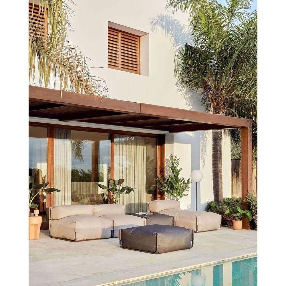 Gartenhocker Outdoor Square dunkelgrau 101x101