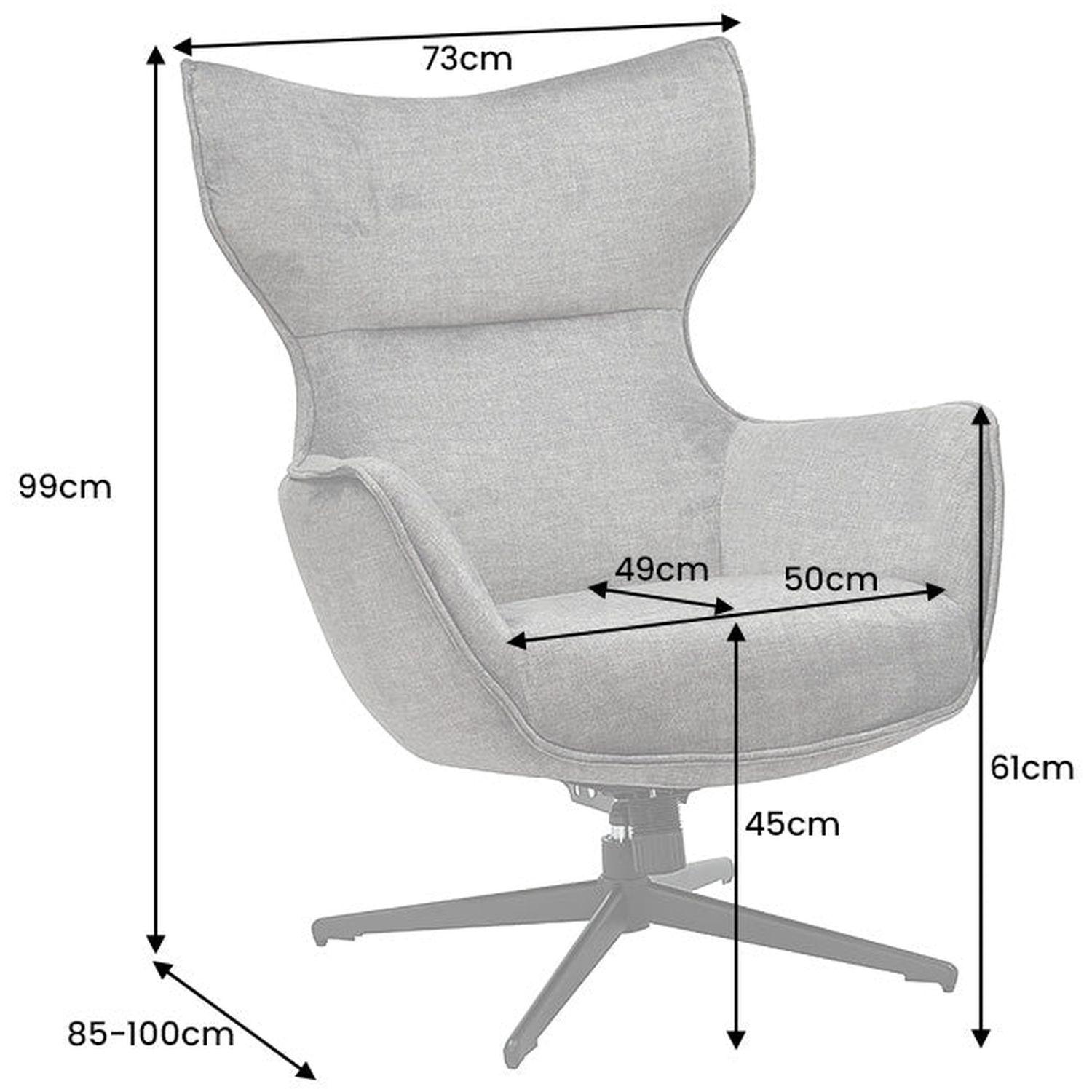 Relaxsessel drehbar Vana Samt Stoff taupe Metall schwarz