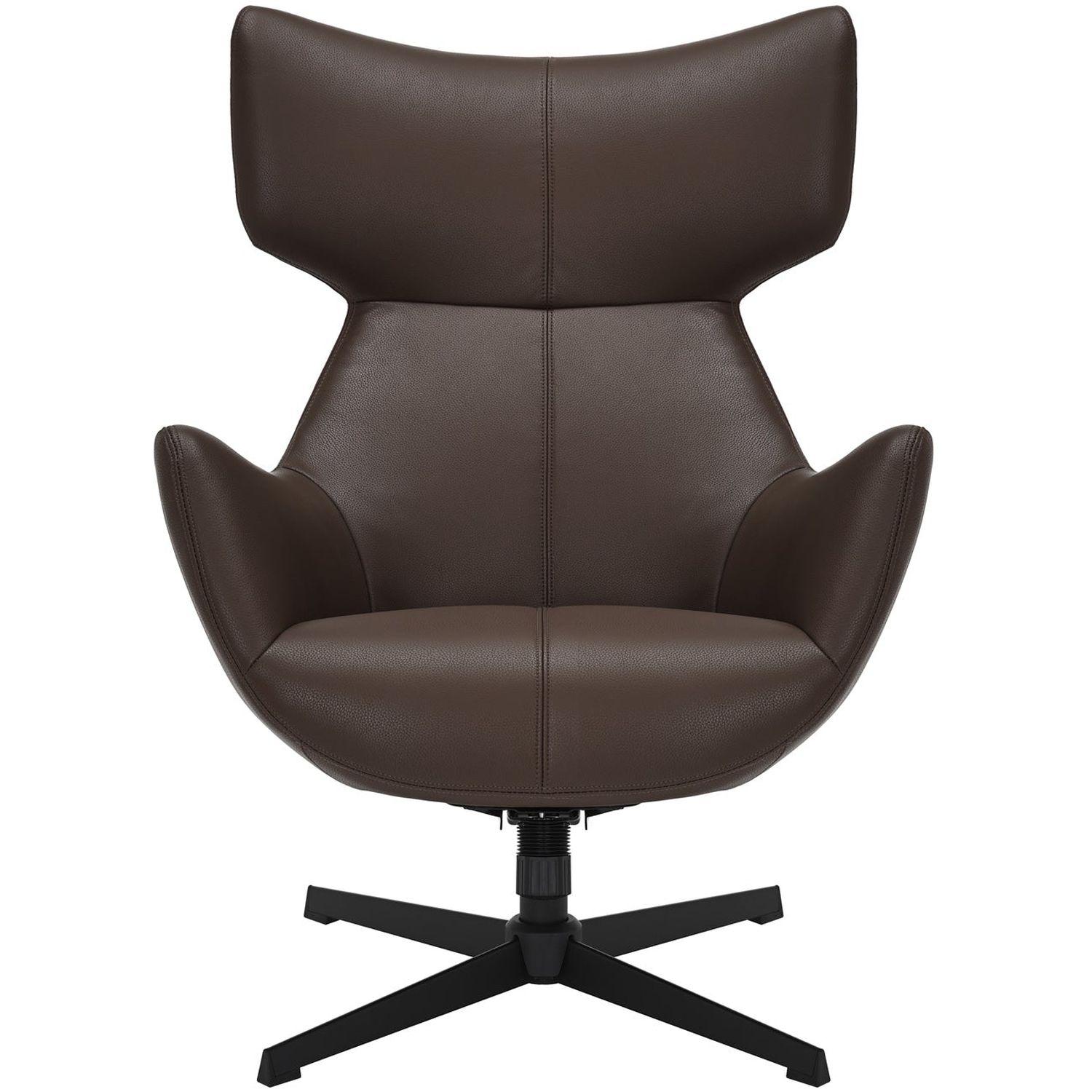 Relaxsessel drehbar Vana Kunstleder braun Metall schwarz