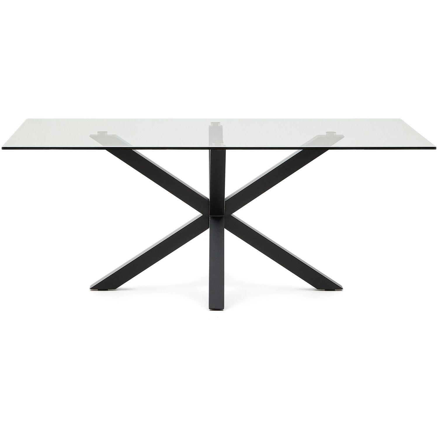 Argo Tisch aus Glas und Stahlbeine mit schwarzem Finish 200 x 100 cm