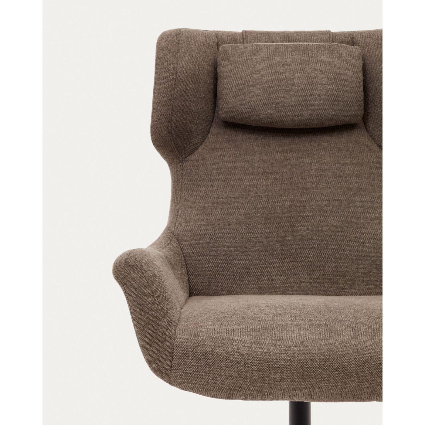 Relaxsessel drehbar Zalina Chenille Stoff hellbraun Stahl schwarz