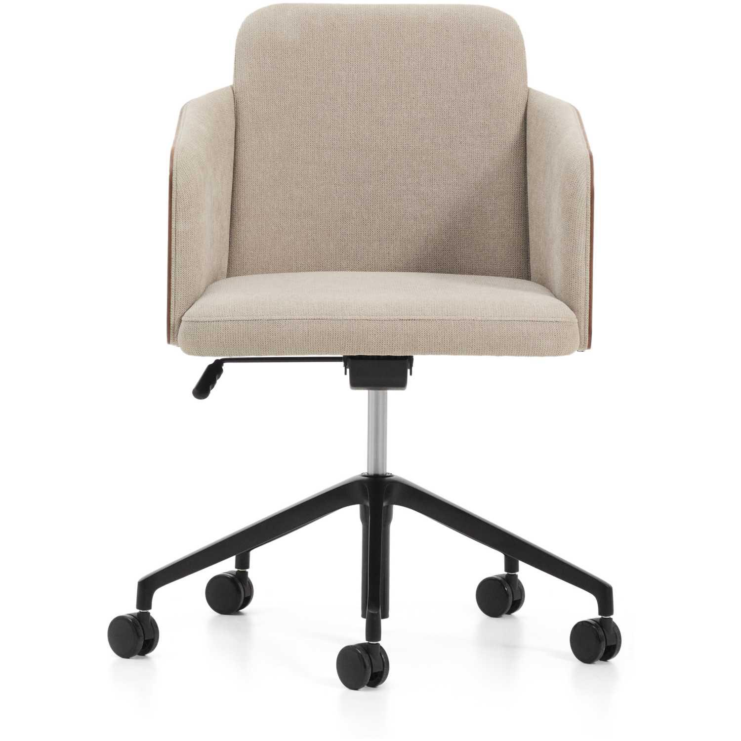 Bürodrehstuhl Madai Chenille Stoff braun Eschenfurnier nussbaum FSC