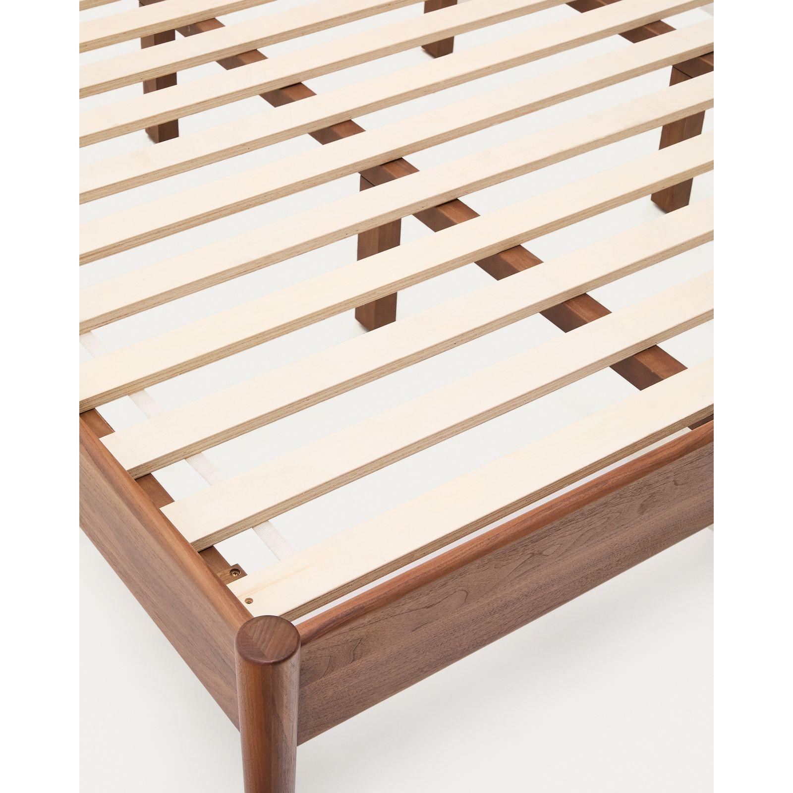 Holzbett mit Kopfteil Elan Furnier und massivem Walnussholz mit Seil - Grösse: 160x200