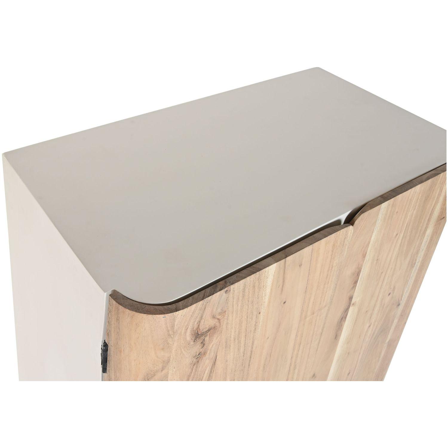 Barschrank Kommode Boho Akazienholz natur weiss 85x100