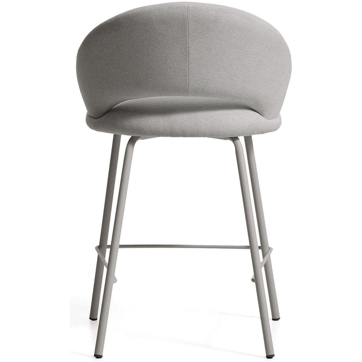 Barhocker Bonali mit grauer Chenille und Beinen aus grauem Metall FSC Mix Credit 65 cm