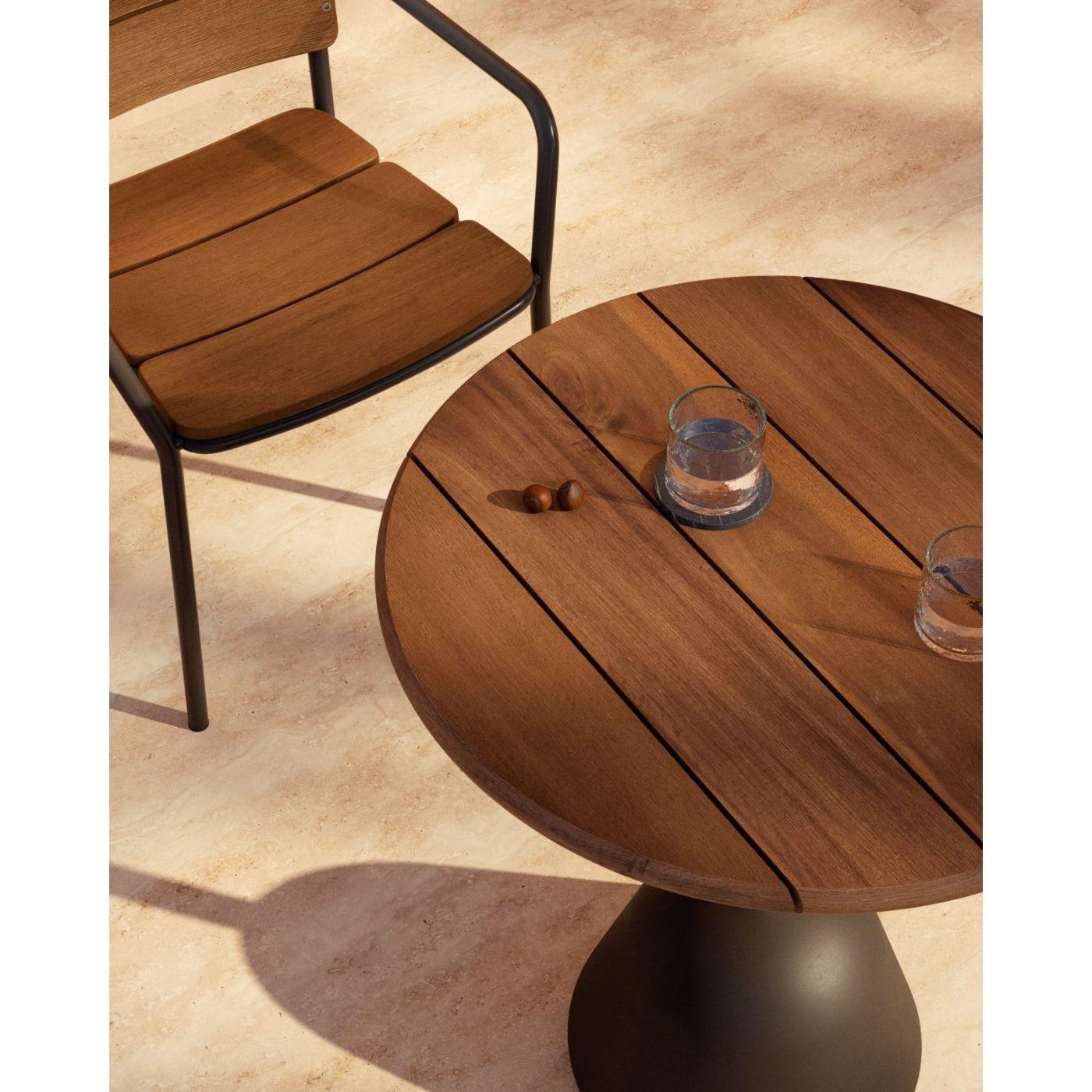 Saura Bistrotisch schwarz Metall und Akazienholz mit Walnuss-Finish 70x70 FSC 100%