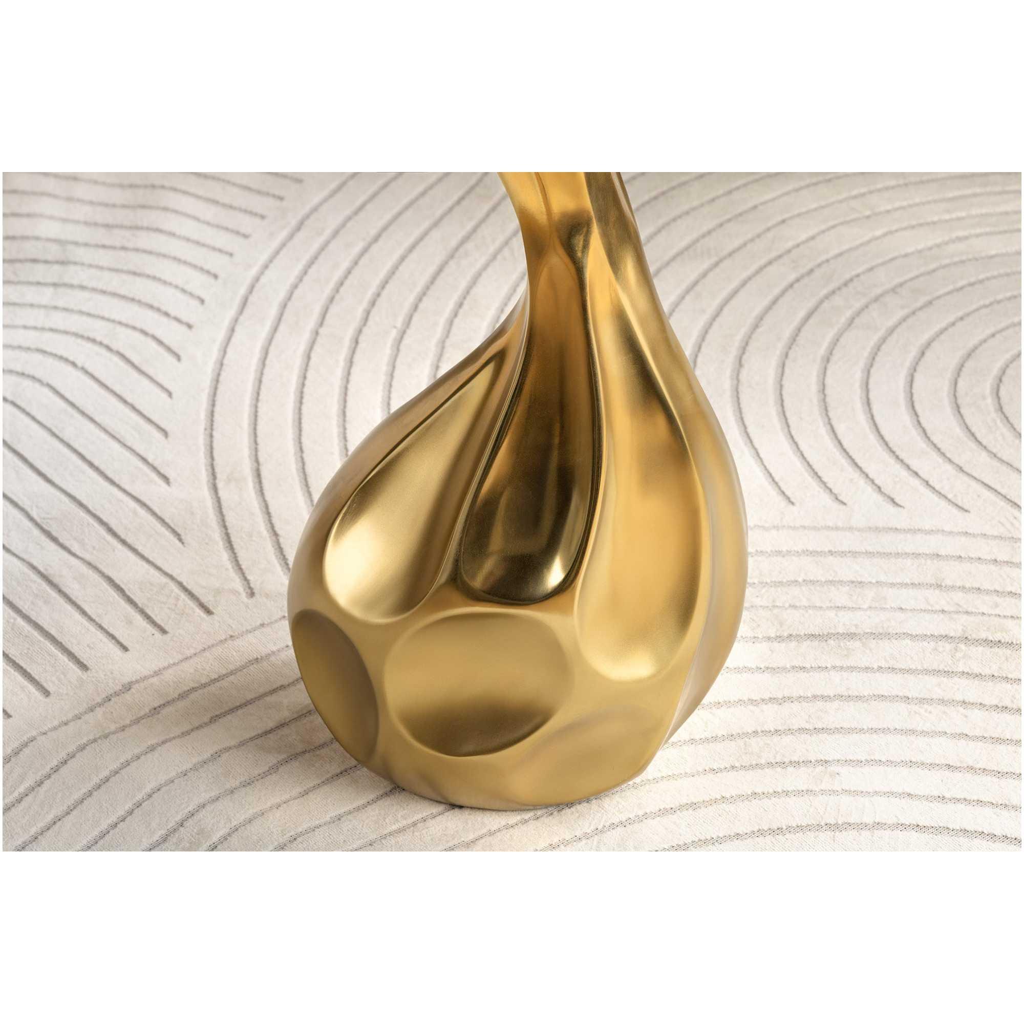 Beistelltisch Abstrakt Metall gold Mamor weiss